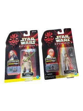 VTG 1998 Star Wars Episode 1 Hasbro Figures Qui-Gon Jinn Anakin Skywalker Set